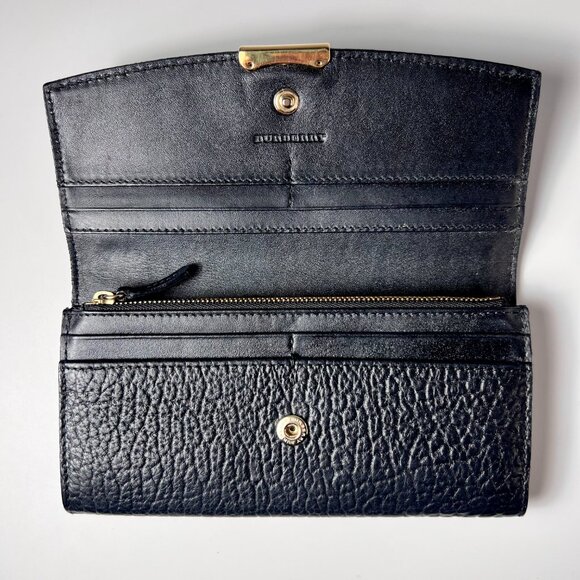 BURBERRY Black Grainy Leather Continental Wallet + Box+ Dust bag - Picture 8 of 12